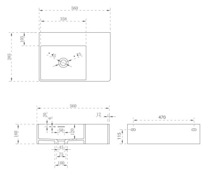 Раковина подвесная ABBER Stein AS2644 L белая матовая Раковина подвесная ABBER Stein AS2644 L белая матовая