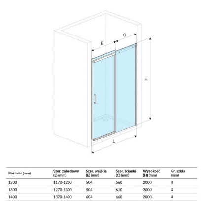 Душевая дверь EXCELLENT Rols 120 см (хром)