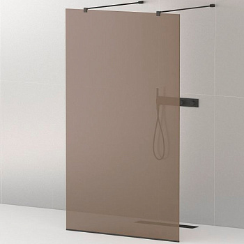 LIBERTA-L-2-80-120-BR-NERO Душевая перегородка с возможностью двустороннего входа, стекло бронза, профиль чёрный, 800x1200x1950 мм