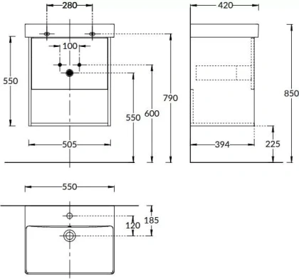 Тумба PRO подвесная 1 ящик 55, швейцарский вяз Тумба PRO подвесная 1 ящик 55, швейцарский вяз