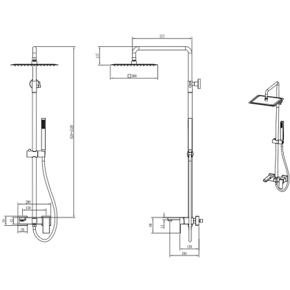 Стойка для душа QUBIC Shine Gun Metal Стойка для душа QUBIC Shine Gun Metal