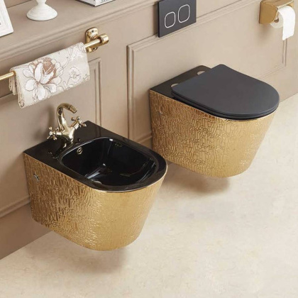 Унитаз подвесной Piatti VT1-11G1B безободковый, цвет золото/черный, ультратонкое soft-close сиденье Унитаз подвесной Piatti VT1-11G1B безободковый, цвет золото/черный, ультратонкое soft-close сиденье