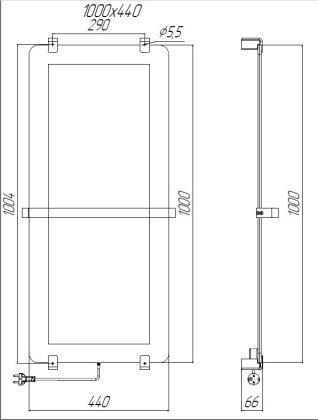 Полотенцесушитель электрический Allen Brau Infinity 100x44 с рейлингом и креплением, медь браш Полотенцесушитель электрический Allen Brau Infinity 100x44 с рейлингом и креплением, медь браш