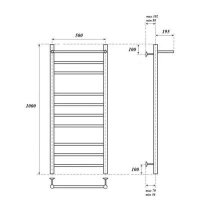 Полотенцесушитель электрический Point Аврора PN10150PE П9 500x1000 с полкой левый/правый, хром Полотенцесушитель электрический Point Аврора PN10150PE П9 500x1000 с полкой левый/правый, хром