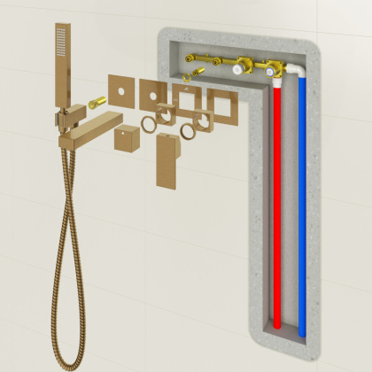 Смеситель встроенный для ванны с душем Timo Selene 2014/17YSM золото матовое