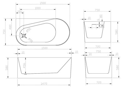 Акриловая ванна Abber 150х75 AB9496-1.5 L Акриловая ванна Abber 150х75 AB9496-1.5 L