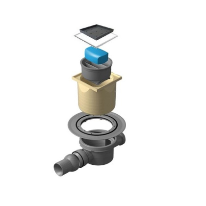 13000101 Точечный трап 100х100 мм Confluo Standard Dry 1 Black Glass ,с сухим затвором,черное стекло, с рамкой Исполнение: Хром 