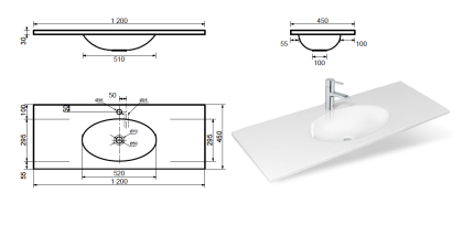 Раковина "Vegas 120 silk" 1200х450 Раковина "Vegas 120 silk" 1200х450