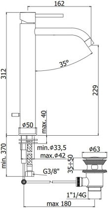 Смеситель для раковины Paffoni Light LIG085NO Смеситель для раковины Paffoni Light LIG085NO