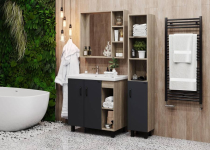 Шкаф-зеркало Onika Тимбер 70 дуб сонома, универсальный Шкаф-зеркало Onika Тимбер 70 дуб сонома, универсальный