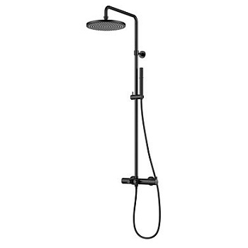 ECO-CD-T-NOP Душевая стойка с термостатическим смесителем для душа, с ручным и верхним душем, черный матовый