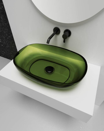 Раковина накладная прозрачная ABBER Kristall AT2805Emerald зеленая Раковина накладная прозрачная ABBER Kristall AT2805Emerald зеленая