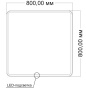Зеркало LED VLM-3VC8008 800х800 c сенсорным выключателем и диммером