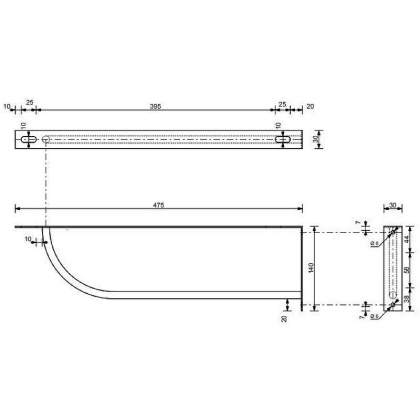 Кронштейн к раковине "Даллас" нержавейка боковой №1