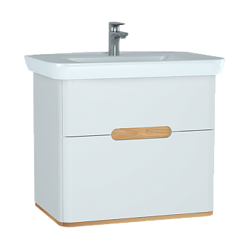 Шкаф  Sento с раковиной, с 2 ящиками, 80 см, с LED подсветкой, цвет матовый белый ( ножки 61069 заказываются отдельно )