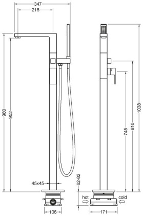 Смеситель Timo Selene 2210/03Y-CR напольный Смеситель Timo Selene 2210/03Y-CR напольный