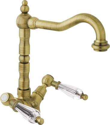 DIAMOND-LS2-01-Sw Смеситель на раковину с донным клапаном, исполнение хром, ручки Swarovski