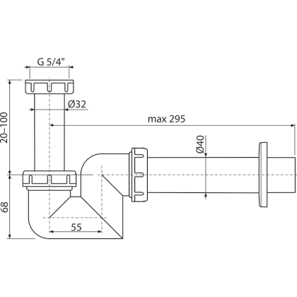 Сифон для умывальника и биде DN40 пластик Сифон для умывальника и биде DN40 пластик