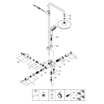 Душевая система Grohe Grohtherm 1000 Tempesta 210 26223001 хром Душевая система Grohe Grohtherm 1000 Tempesta 210 26223001 хром