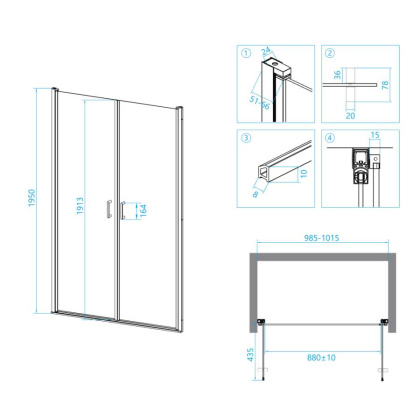 Душевая дверь в нишу RGW Leipzig LE-06 100 профиль Хром стекло прозрачное
