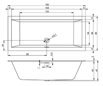 Акриловая ванна Riho Rething Cubic 180x80 Акриловая ванна Riho Rething Cubic 180x80