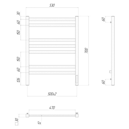 Полотенцесушитель электрический Lemark Melange LM49707Z П7 500x700, диммер справа, хром Полотенцесушитель электрический Lemark Melange LM49707Z П7 500x700, диммер справа, хром