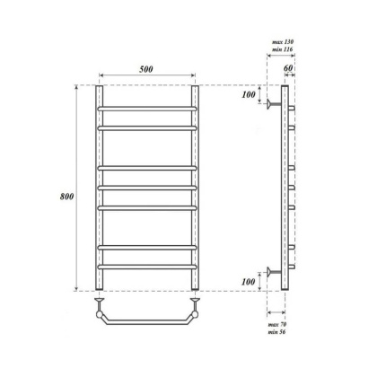 Полотенцесушитель электрический Point Венера PN07158E П7 500x800 левый/правый, хром Полотенцесушитель электрический Point Венера PN07158E П7 500x800 левый/правый, хром