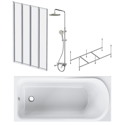 Акриловая ванна Like 150x70 с каркасом и шторкой на б/в W80BS-100-140CT + ДС Like F0780700 Акриловая ванна Like 150x70 с каркасом и шторкой на б/в W80BS-100-140CT + ДС Like F0780700