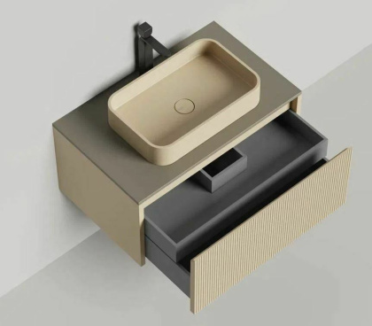 Подвесная тумба Domino 800, эмаль, фрезерованный фасад