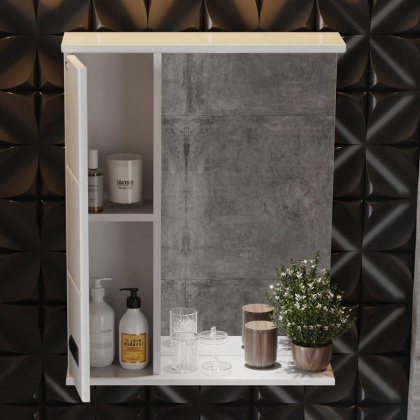 Шкаф-зеркало Onika Балтика Black 58 белый, левый, с подсветкой