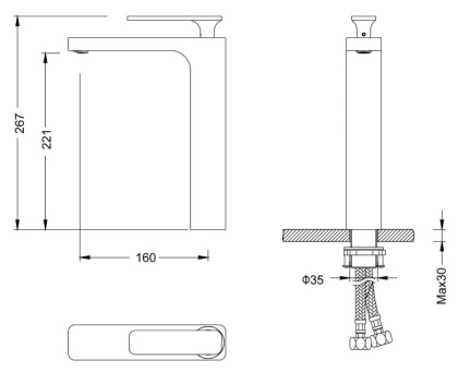 Смеситель Timo Torne 4311/17F для накладной раковины, золото матовое