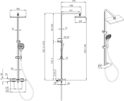 Душевая стойка Allen Brau Infinity 5.21030-31 черный матовый Душевая стойка Allen Brau Infinity 5.21030-31 черный матовый