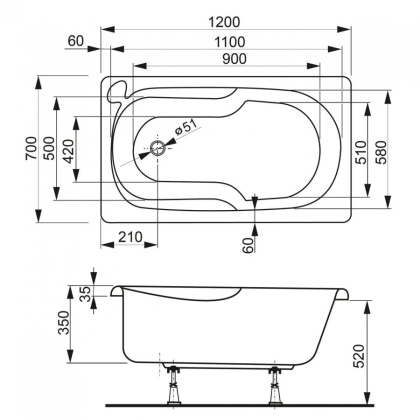 Акриловая ванна VAGNERPLAST NIKE 120x70 Акриловая ванна VAGNERPLAST NIKE 120x70