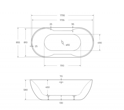 Акриловая ванна BELBAGNO BB28, 1795x855x580 Акриловая ванна BELBAGNO BB28, 1795x855x580