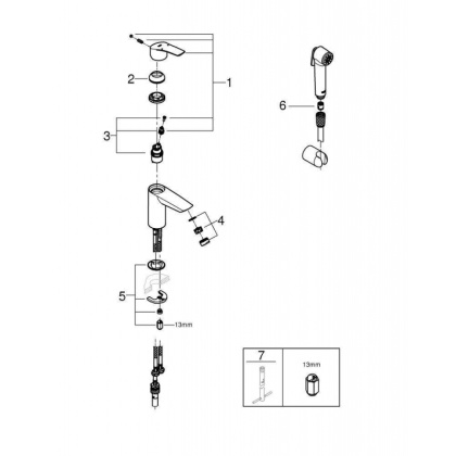 Смеситель Grohe Eurosmart 2021 с гигиеническим душем, 23124003 Смеситель Grohe Eurosmart 2021 с гигиеническим душем, 23124003