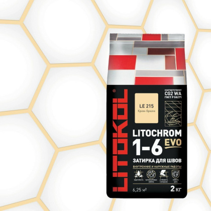 Затирка цементная LITOCHROM 1-6 EVO LE.215 крем-брюле 2кг Затирка цементная LITOCHROM 1-6 EVO LE.215 крем-брюле 2кг