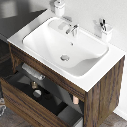 База под раковину с нишей и 1 ящиком универсальная, 70х80,8х49,2 см, коричневая, M8FFUX0801OF