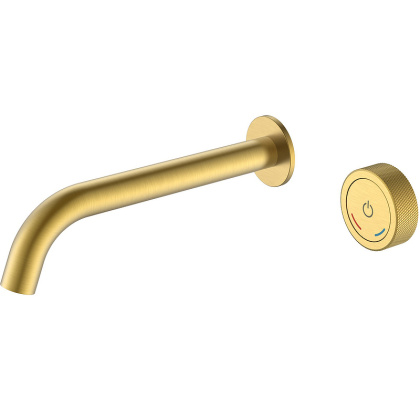 Смеситель автоматический для раковины из стены на 2 отв. TECH Matt Gold