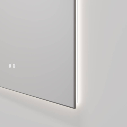 Зеркало LED VLM-4F800GM-2 800х800 c сенсорным выключателем, антизапотевание, вороненая сталь