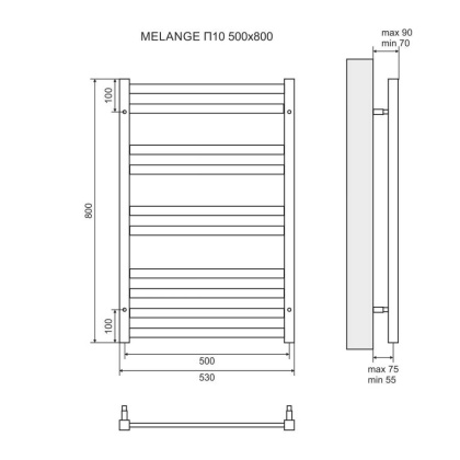 Полотенцесушитель электрический Lemark Melange LM49810EW П10 500x800, левый/правый, белый Полотенцесушитель электрический Lemark Melange LM49810EW П10 500x800, левый/правый, белый