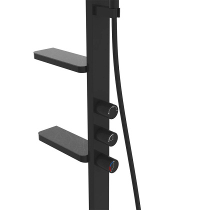 Душевая стойка Inspire VSFS-3I11MB с изливом, 30см верх душ, черный Душевая стойка Inspire VSFS-3I11MB с изливом, 30см верх душ, черный