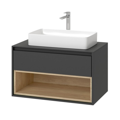Тумба под накладную раковину EXCELLENT Tuto 80 см (серый/дуб), 1 ящик