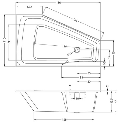 Акриловая ванна Riho Rething Space 180x110 L Акриловая ванна Riho Rething Space 180x110 L