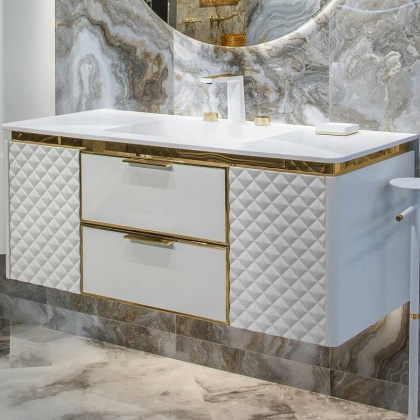 Тумба ROMBO 120cm Белый матовый/золото 777-120-WG Boheme Тумба ROMBO 120cm Белый матовый/золото 777-120-WG Boheme