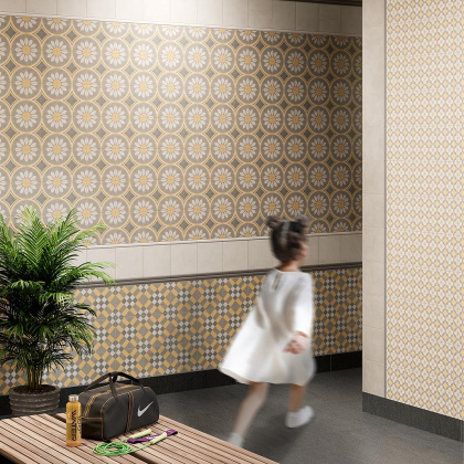 Декор VT\A464\5009 Эрмитаж 5 желтый/оранжевый/серый 20см*20см*6,9мм (1уп/10шт/)матовый, шт