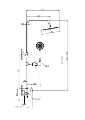 Душевая стойка BelBagno ANCONA ANCONA-DOC2FD-CRM Душевая стойка BelBagno ANCONA ANCONA-DOC2FD-CRM