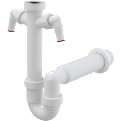 Сифон трубчатый с накидной гайкой 6/4" и двумя штуцерами Сифон трубчатый с накидной гайкой 6/4" и двумя штуцерами