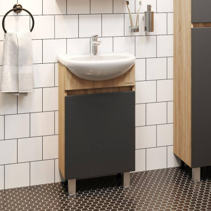 Тумба Onika Милтон 45 напольная, серая/дуб сонома (ум.Уют 45)