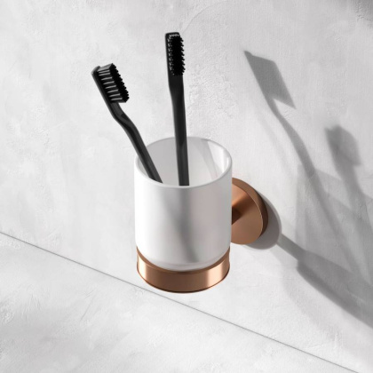 Стеклянный стакан с настенным держателем, розовое золото A85A34344