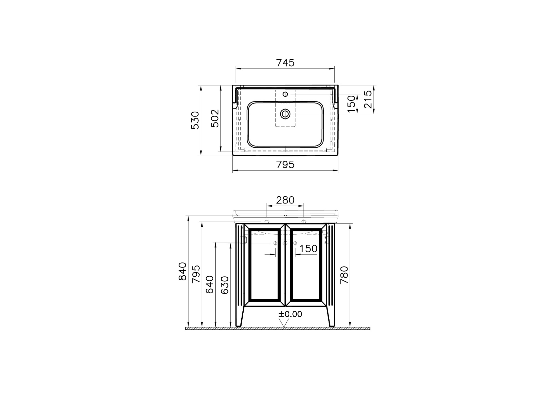 Шкаф Valarte 80 см с раковиной, с дверцами, цвет серый матовый